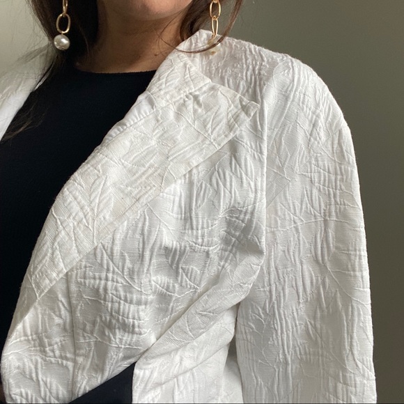 ZARA White Textured Blazer Black Rope Tie SMALL - Picture 10 of 13